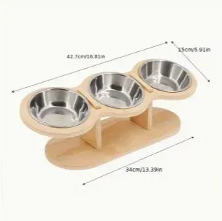 Comedero elevado para gatos con 3 cuencos