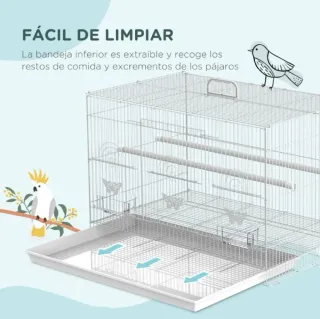 Jaula para pájaros blanca con detalles