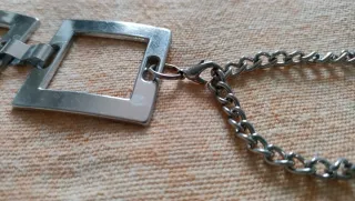 Cintura metallo maglie quadrate argento