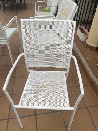 Juego de 6 Sillas de Metal Blancas