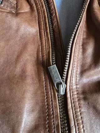 Chaqueta Cuero Marrón Massimo Dutti