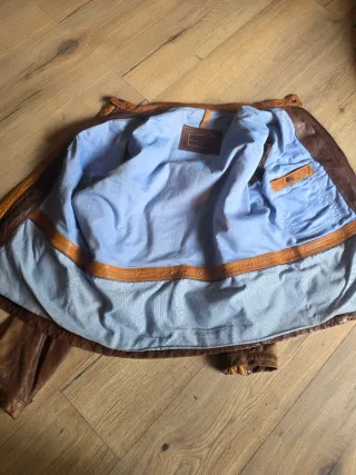 Chaqueta Cuero Marrón Massimo Dutti