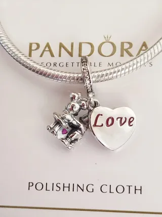 Charm Colgante Doble Corazón Mickey Minnie Disney