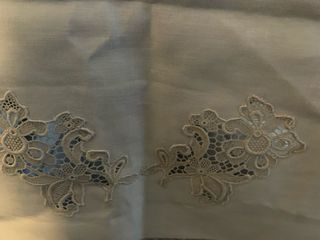 Corredo Tavolo Vintage Nuovo Lino Cotone Con Pizzo