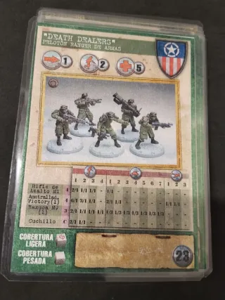 Carta Dust Tactics Death Dealers. Plastificada