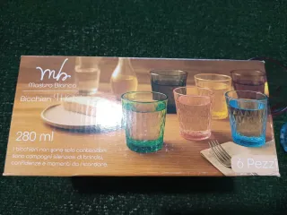 Set 6 Bicchieri Vetro Colore Misto