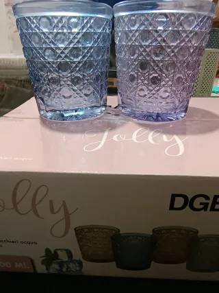 Set 6 Bicchieri Vetro Blu Trasparente