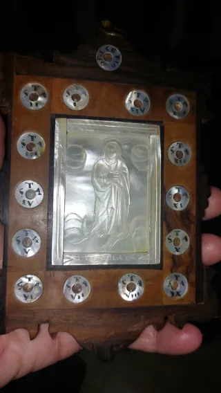 Tablilla Tierra Santa Nácar relicario