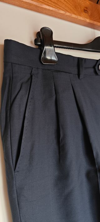 Pantaloni Lana Blu Navy 100% Tasmanian Taglia 52