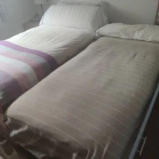 Se vende cama nido con dos colchones y almohadas,