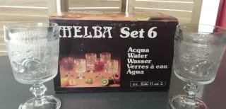Set 6 Copas Agua Cristal Tallado MELBA