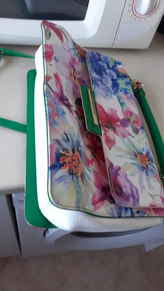 Bolso de mano floral verde