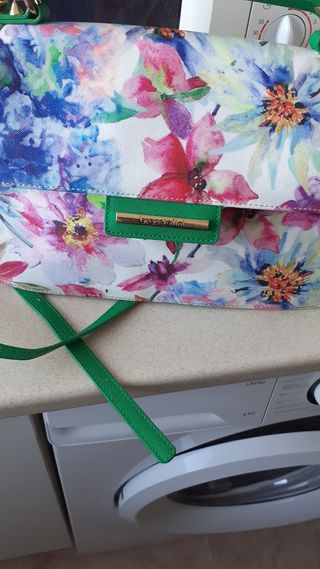 Bolso de mano floral verde