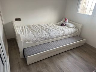 Cama nido 90cm madera blanca con cama extraíble