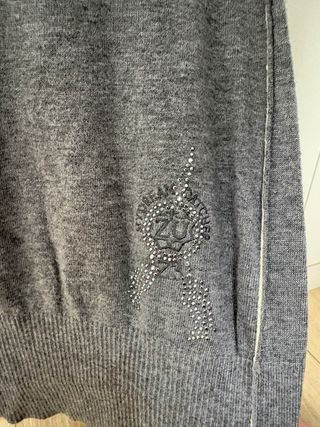 Vestido jersey gris cuello alto