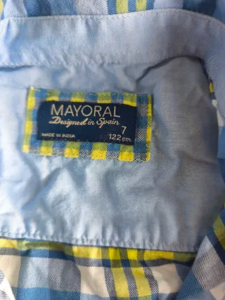 Camisa xadrez azul e amarela Mayoral