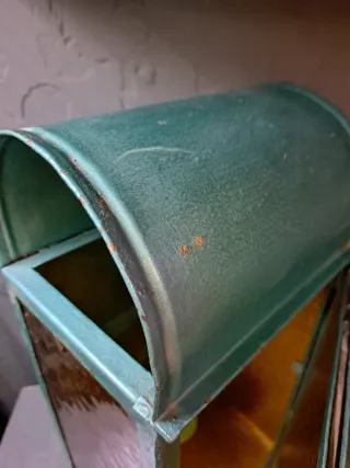 Farolillo antiguo metal y cristal