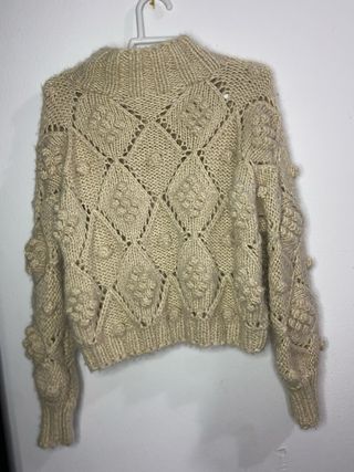 Jersey tejido a mano beige talla única