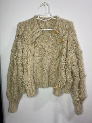 Jersey tejido a mano beige talla única