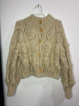 Jersey tejido a mano beige talla única