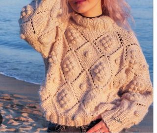 Jersey tejido a mano beige talla única