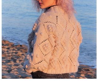 Jersey tejido a mano beige talla única