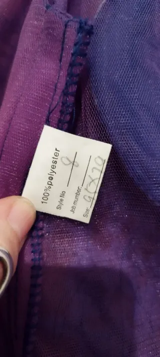 Vestido largo tul morado y azul