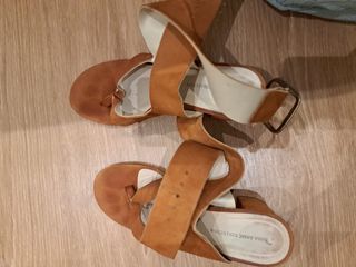 Sandalias Zara Piel Vuelta Marrones