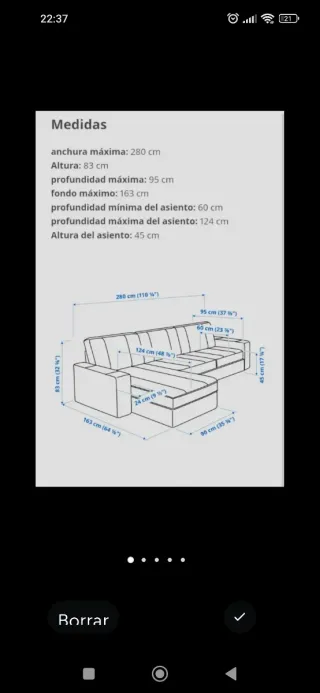 Sofá IKEA KIVIK chaise izquierda gris