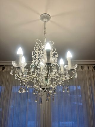 Lámpara colgante de cristal y metal