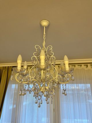 Lámpara colgante de cristal y metal