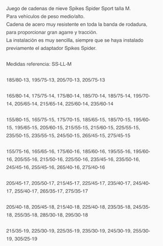 Cadenas Nieve Spikes Spider Talla M