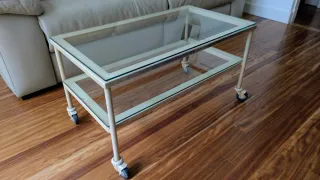 Mesa Centro Hierro Forjado y Cristal Beige