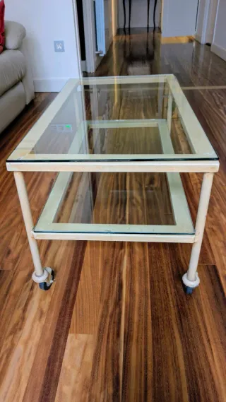 Mesa Centro Hierro Forjado y Cristal Beige