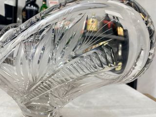 Centro de mesa cristal tallado base plata