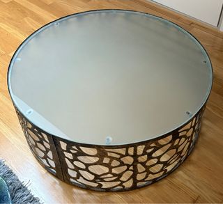 Mesa centro redonda de cristal y metal