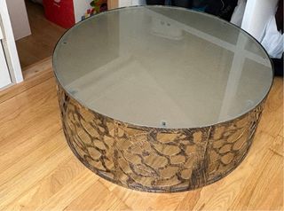 Mesa centro redonda de cristal y metal