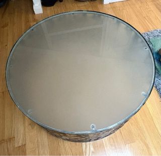 Mesa centro redonda de cristal y metal