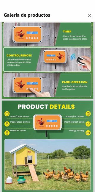 Abrepuertas Automático Gallinero con Temporizador