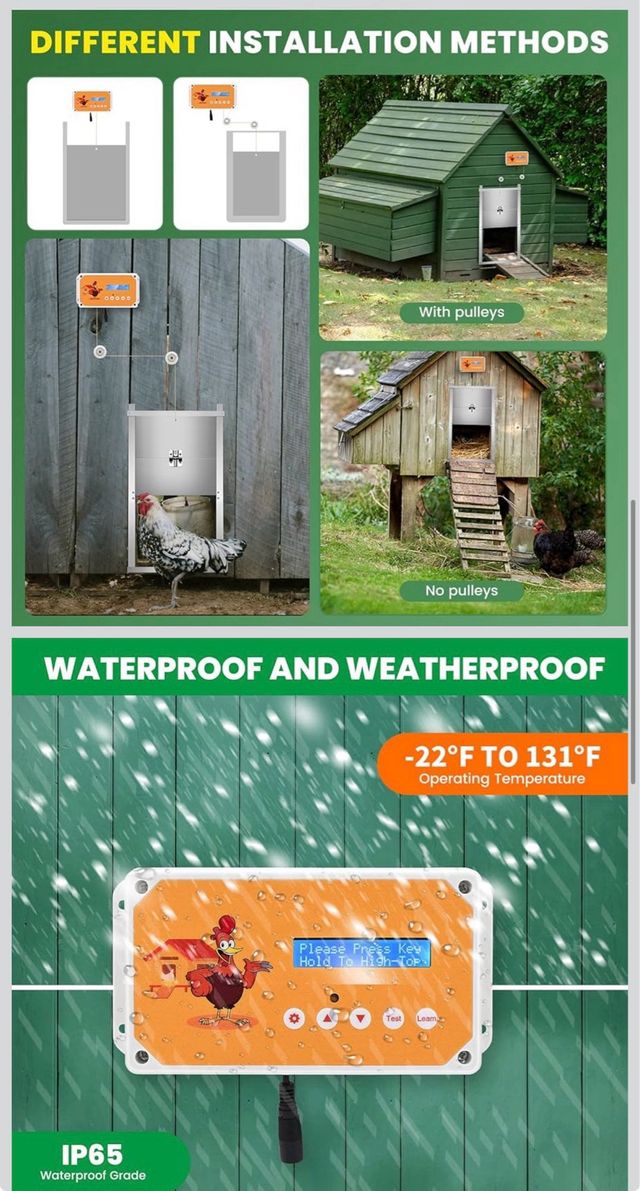Abrepuertas Automático Gallinero con Temporizador