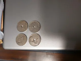 4 Monedas 25 céntimos España 1921-1937