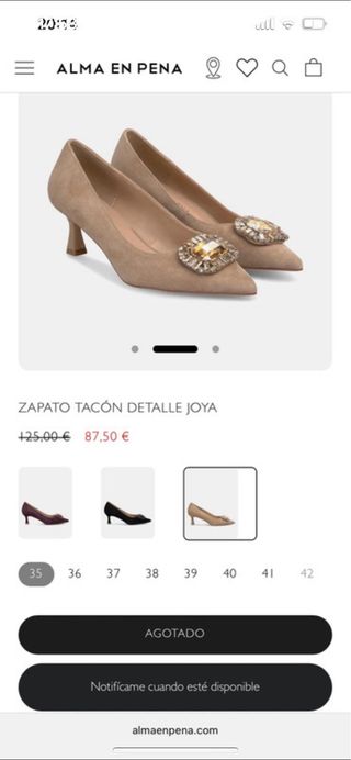 Zapatos tacón joya ALMA EN PENA beige/dorado