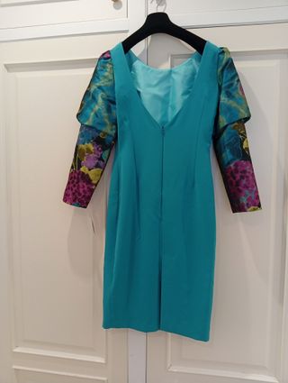 Vestido fiesta cóctel ceremonia mangas abullonadas