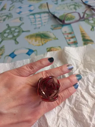Anillo Rosa Roja Ajustable