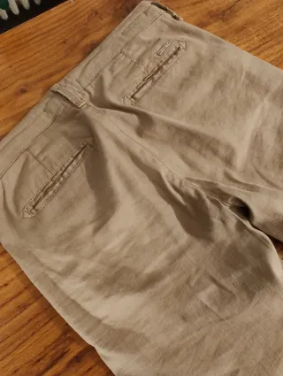 Pantaloni chino cotone/lino beige