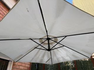 Parasol hexagonal aluminio/acero beige + pie 25kg