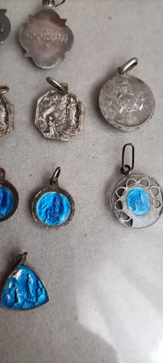 Conjunto 9 medallas antiguas plata