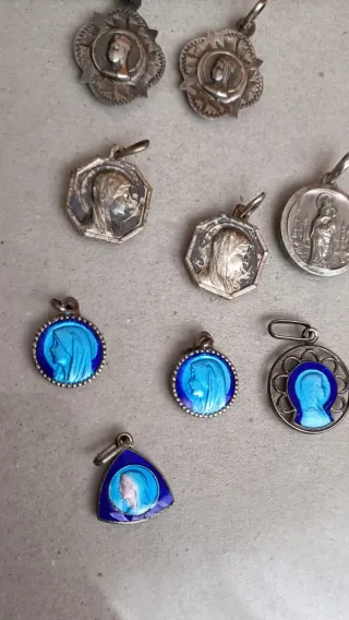 Conjunto 9 medallas antiguas plata