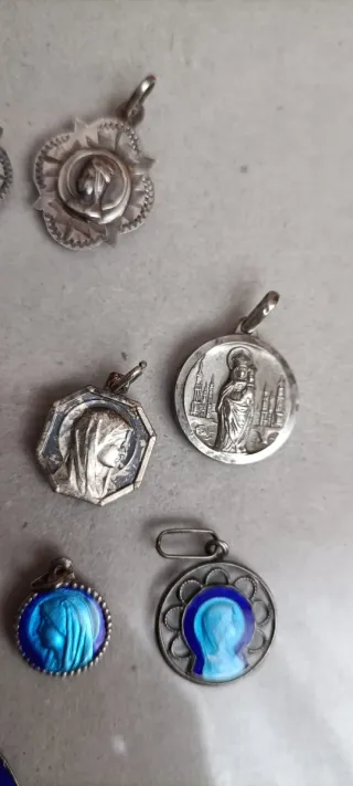 Conjunto 9 medallas antiguas plata