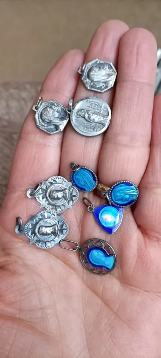 Conjunto 9 medallas antiguas plata